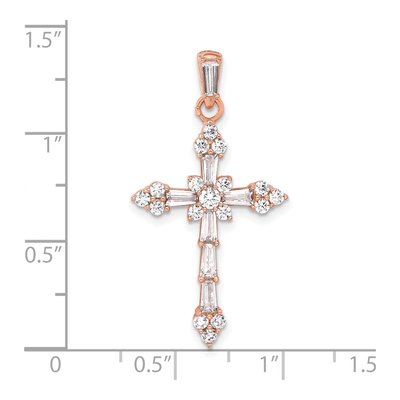 Rose Gold-Plated Sterling Silver CZ Cross Pendant – view 4