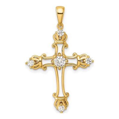 Gold-Plated Sterling Silver CZ Cross Pendant