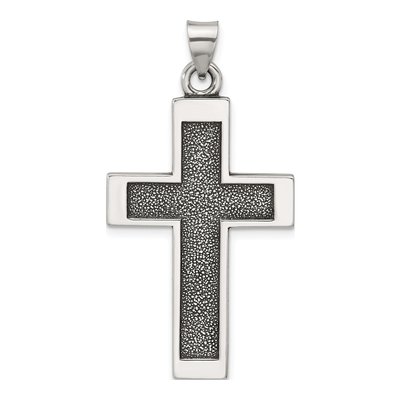 Sterling Silver Antiqued Textured Cross Pendant