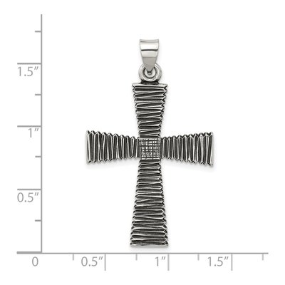 Sterling Silver Antiqued Textured Cross Pendant – view 4