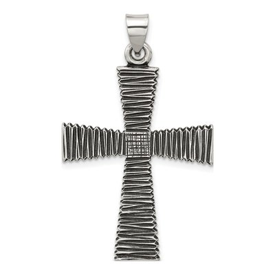 Sterling Silver Antiqued Textured Cross Pendant