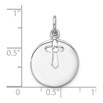 Sterling Silver Crystal Circle Disk Cross Pendant – view 5