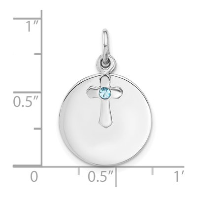 Sterling Silver Crystal Cross Disk Pendant – view 5