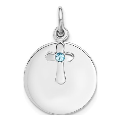 Sterling Silver Crystal Cross Disk Pendant