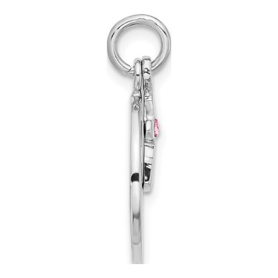 Sterling Silver Crystal Circle Cross Pendant – view 3