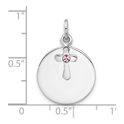 Sterling Silver Crystal Circle Cross Pendant – view 5