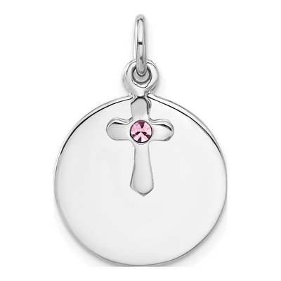 Sterling Silver Crystal Circle Cross Pendant