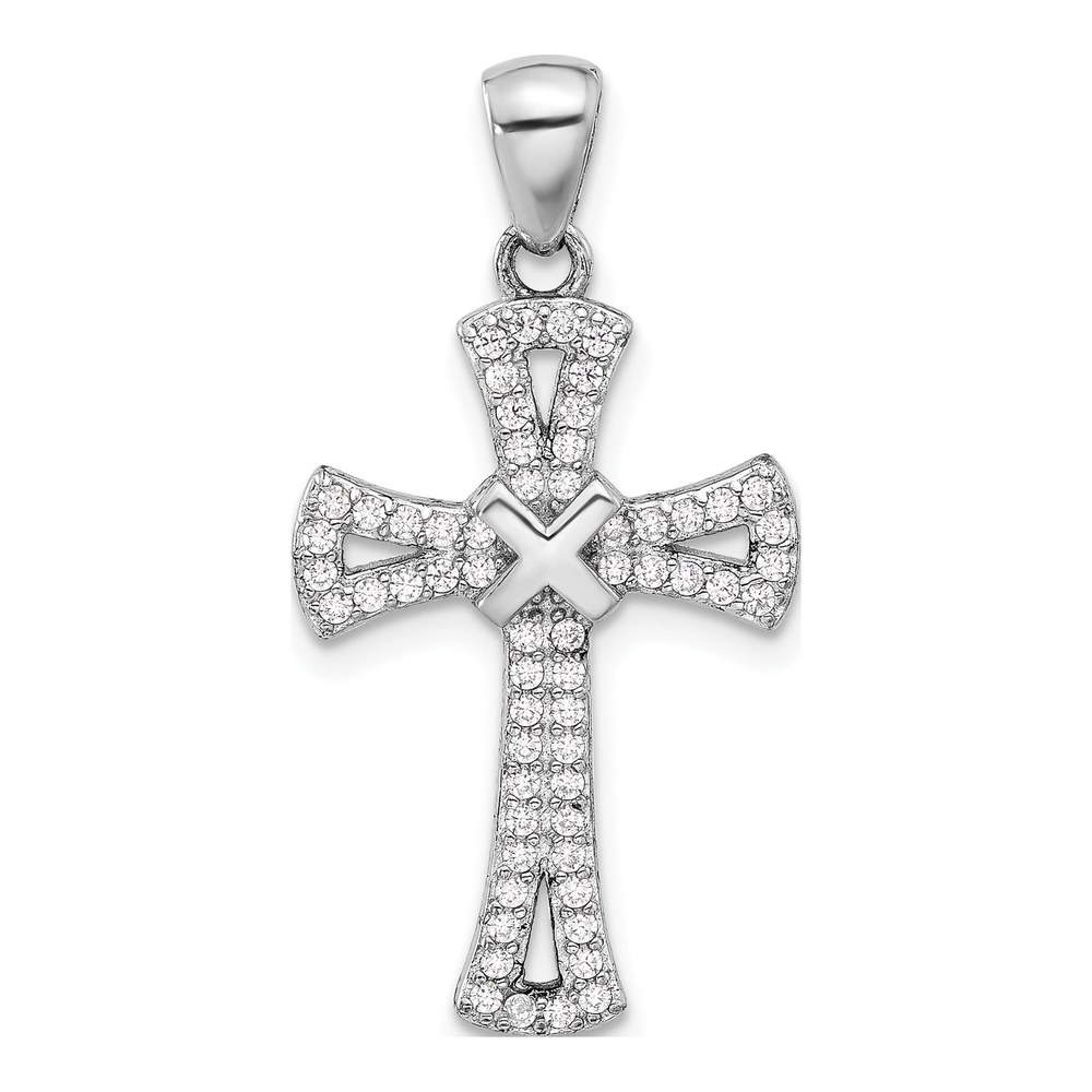 Sterling Silver CZ Latin Cross Pendant