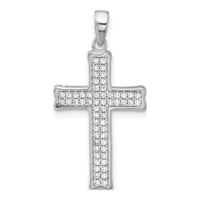 Sterling Silver CZ Pave Cross Pendant
