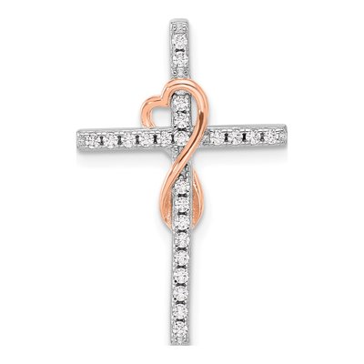 Sterling Silver CZ Cross Heart Infinity Slide Pendant
