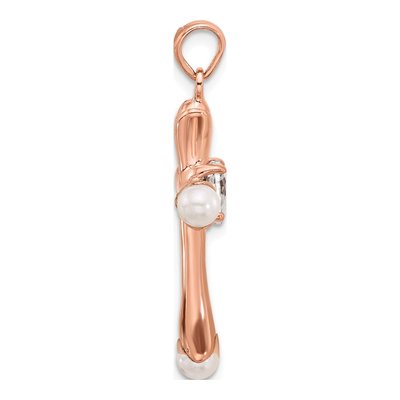Rose Gold-Plated Sterling Silver CZ Heart Cross Pendant – view 2