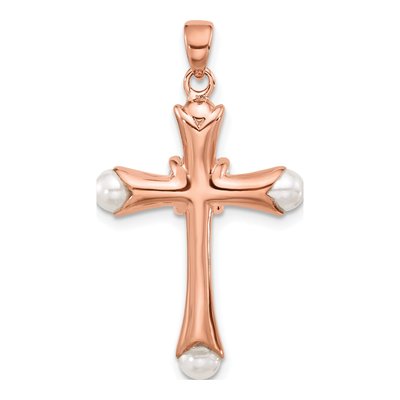 Rose Gold-Plated Sterling Silver CZ Heart Cross Pendant – view 3