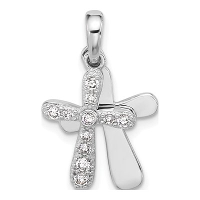 Sterling Silver CZ 2-Piece Cross Pendant