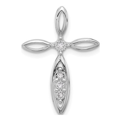 Sterling Silver CZ Pointed Cross Slide Pendant