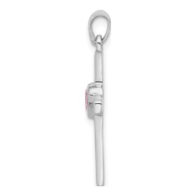 Sterling Silver CZ Heart Cross Pendant – view 3