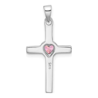 Sterling Silver CZ Heart Cross Pendant – view 4