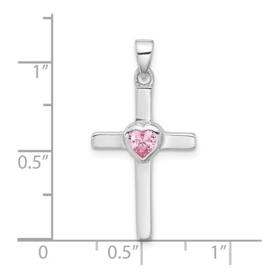 Sterling Silver CZ Heart Cross Pendant – view 5