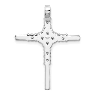 Sterling Silver CZ Flower Cross Slide Pendant – view 4