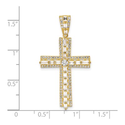 Gold-Plated Sterling Silver CZ Latin Cross Pendant – view 5