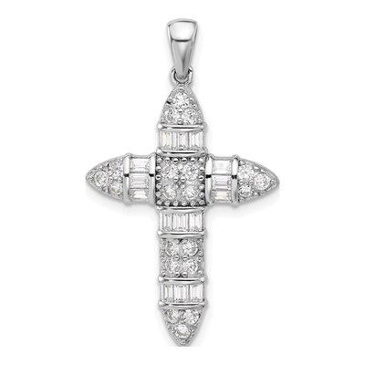 Sterling Silver CZ Cross Pendant