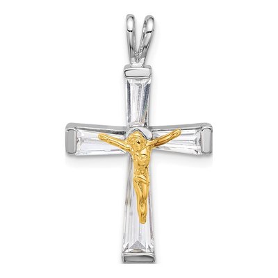 Sterling Silver CZ Crucifix Pendant