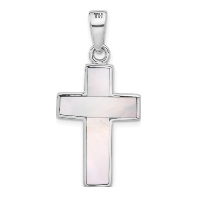 Sterling Silver Mother of Pearl Reversible Cross Pendant – view 3