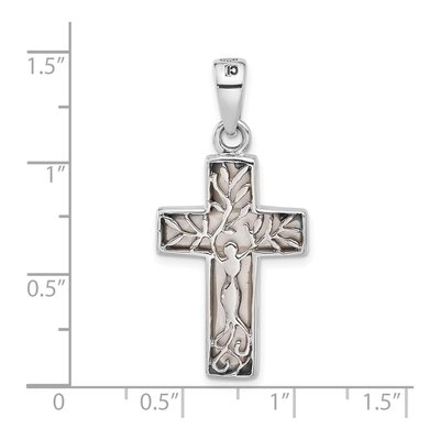 Sterling Silver Mother of Pearl Reversible Cross Pendant – view 4