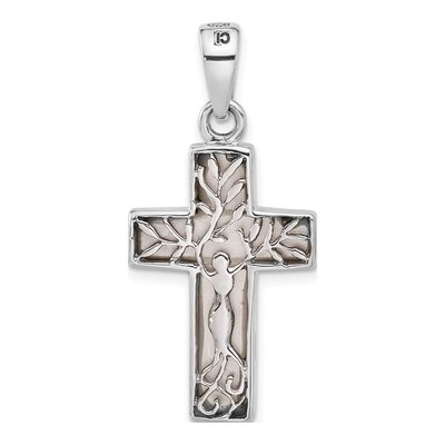 Sterling Silver Mother of Pearl Reversible Cross Pendant