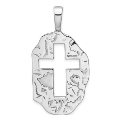Sterling Silver Cut-Out Cross Reversible Pendant – view 4