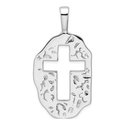 Sterling Silver Cut-Out Cross Reversible Pendant