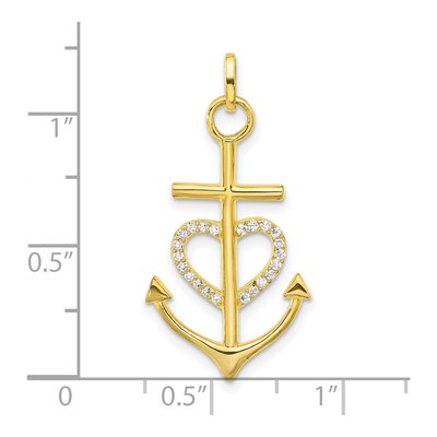 Gold-Plated Sterling Silver CZ Cross Heart Anchor Pendant – view 5