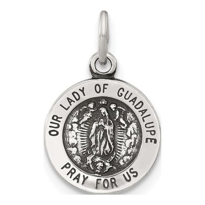 Sterling Silver Antiqued of Guadalupe Medal Pendant