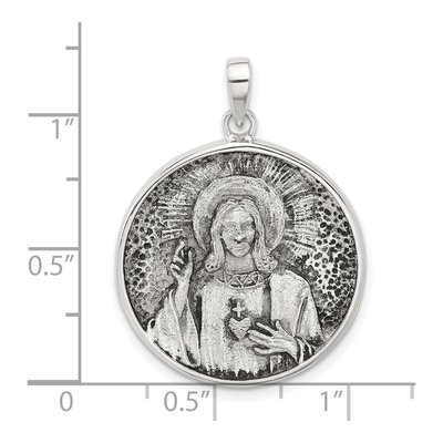 Sterling Silver Sacred Heart Reversible Medal Pendant – view 5