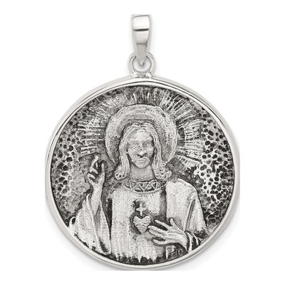 Sterling Silver Sacred Heart Reversible Medal Pendant