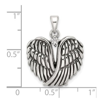 Sterling Silver CZ Angel Wing Heart Pendant – view 5
