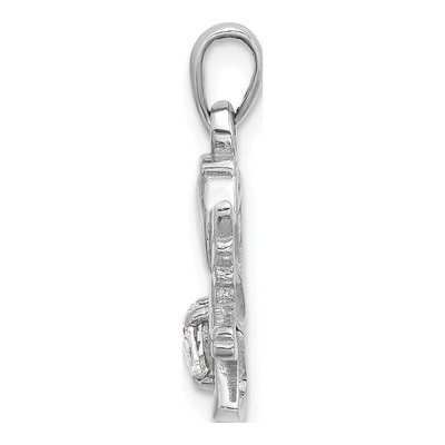 Sterling Silver CZ Heart Angel Pendant – view 3