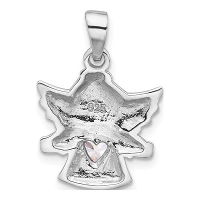Sterling Silver CZ Heart Angel Pendant – view 4