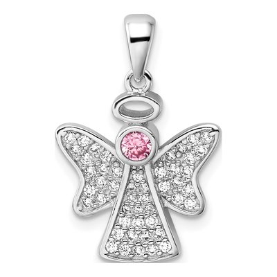 Sterling Silver CZ Angel Pendant