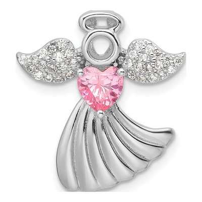 Sterling Silver CZ Angel Slide Pendant