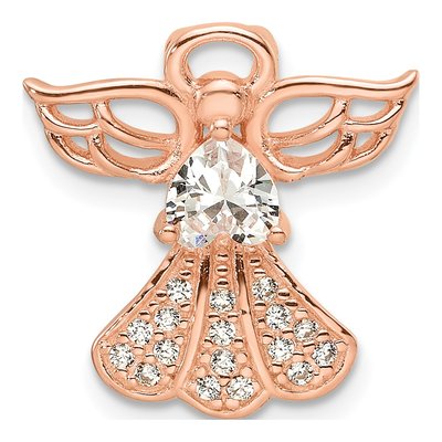 Rose Gold-Plated Sterling Silver CZ Angel Slide Pendant