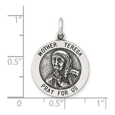 Sterling Silver Antiqued Mother Teresa Medal Pendant – view 4