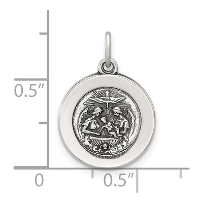 Sterling Silver Antiqued Baptism Medal Pendant – view 5