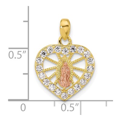 Gold-Plated Sterling Silver CZ Our of Guadalupe Heart Pendant – view 5
