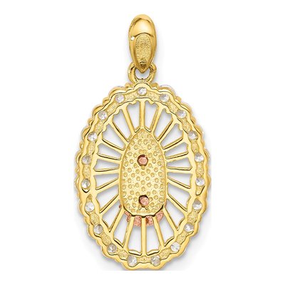 Gold-Plated Sterling Silver CZ Our of Guadalupe Oval Pendant – view 4