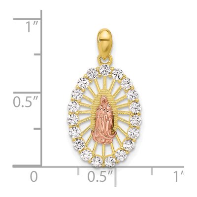 Gold-Plated Sterling Silver CZ Our of Guadalupe Oval Pendant – view 5
