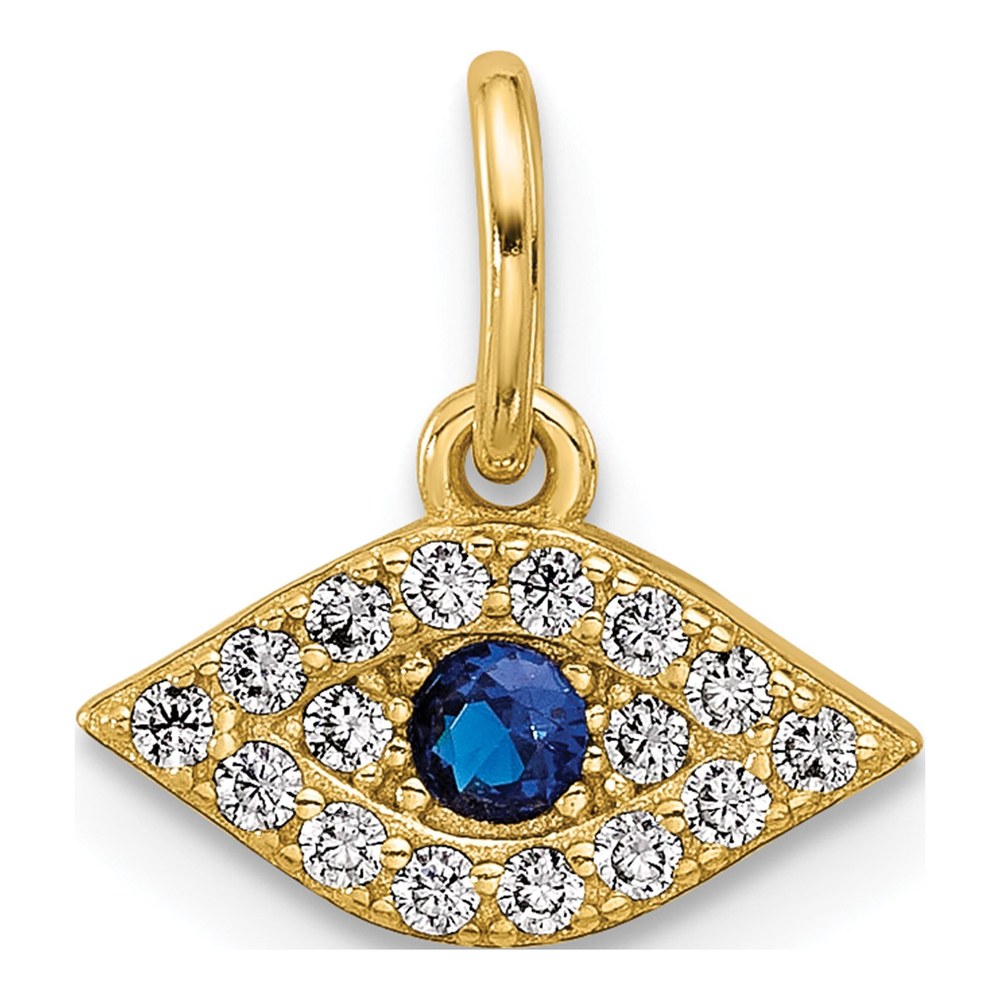 Gold-Plated Sterling Silver CZ Evil Eye Pendant