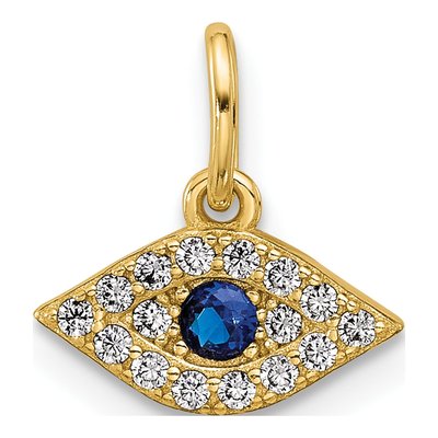 Gold-Plated Sterling Silver CZ Evil Eye Pendant