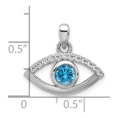 Sterling Silver CZ Evil Eye Pendant – view 5