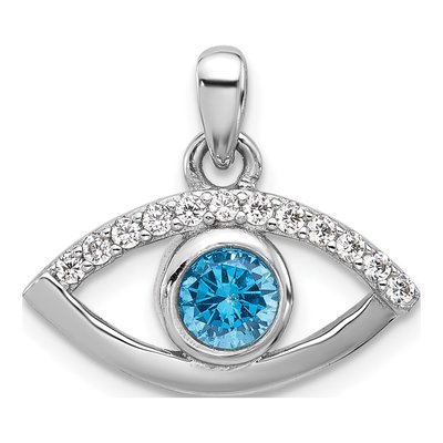 Sterling Silver CZ Evil Eye Pendant