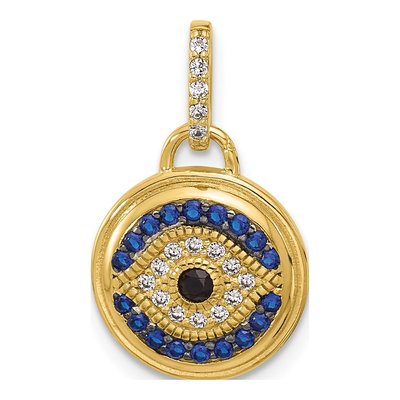 Gold-Plated Sterling Silver CZ Nano Crystal Evil Eye Pendant